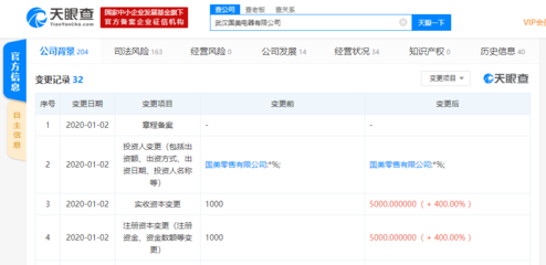 国美电器全资子公司注册资本大幅增加400%，聚焦计算机软硬件及辅助设备业务