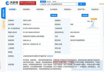 维维食品跨界布局 成立供应链公司涉足新能源汽车销售及软硬件业务